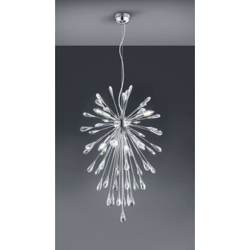 Trio MINSK Lámpara Colgante Cromo, Aspecto de cristal, 7 luces Trio MINSK Lámpara Colgante Cromo, Aspecto de cristal, 7 luces