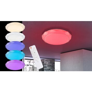 Globo Andi Lámpara de Techo LED Blanca, 2 luces, Mando a distancia, Cambia de color