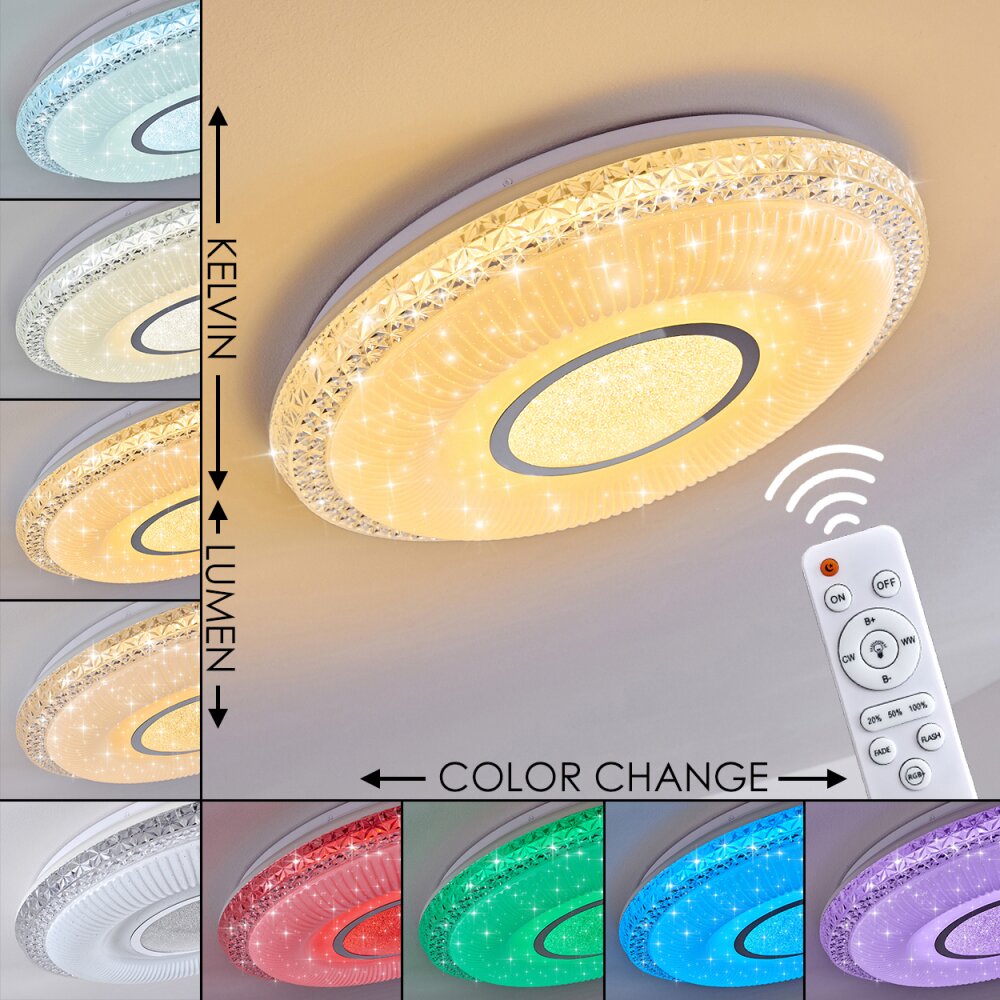 Avoriaz Lámpara de Techo LED Blanca, 2 luces, Mando a distancia, Cambia de color main product photo