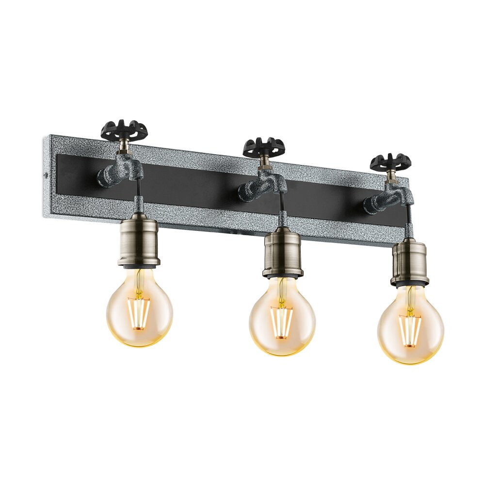 Eglo GOLDCLIFF Aplique Negro, Plata, 3 luces main product photo