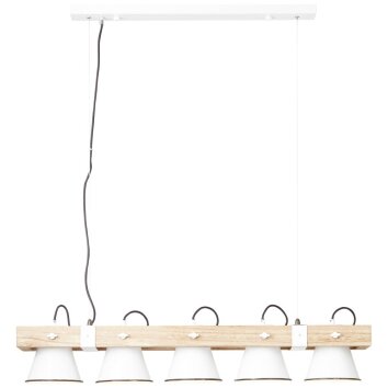 Brilliant Plow Lámpara Colgante Madera oscura, Blanca, 5 luces