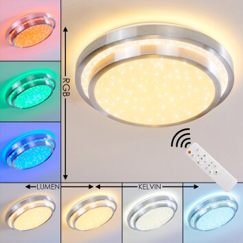 Mirabeau Lámpara de Techo LED Blanca, 2 luces, Mando a distancia, Cambia de color