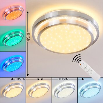 Mirabeau Lámpara de Techo LED Aluminio, 2 luces, Mando a distancia, Cambia de color