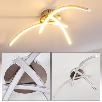 Wikon Lámpara de Techo LED Níquel-mate, 3 luces