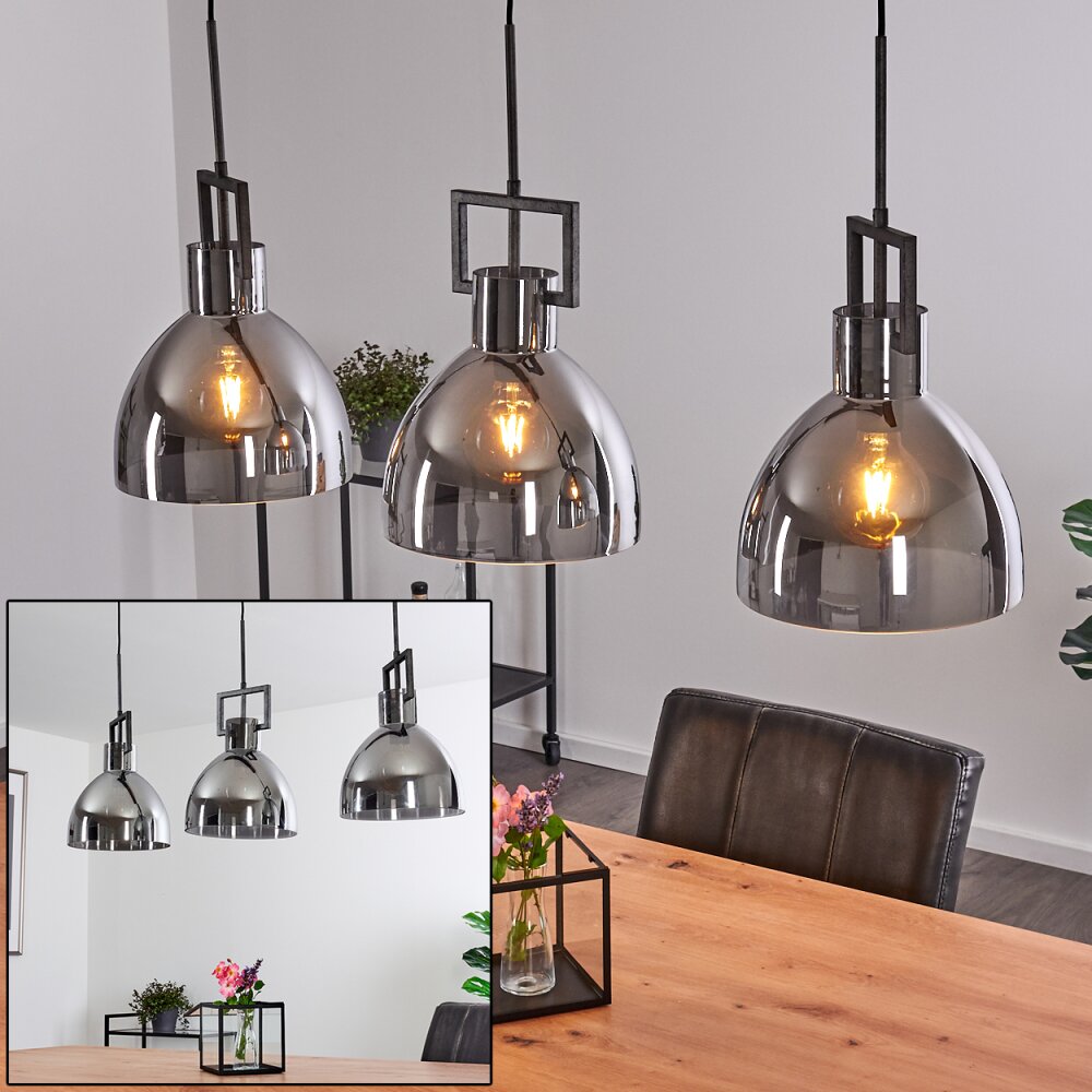 Buzova Lámpara Colgante Gris, Negro, 3 luces main product photo