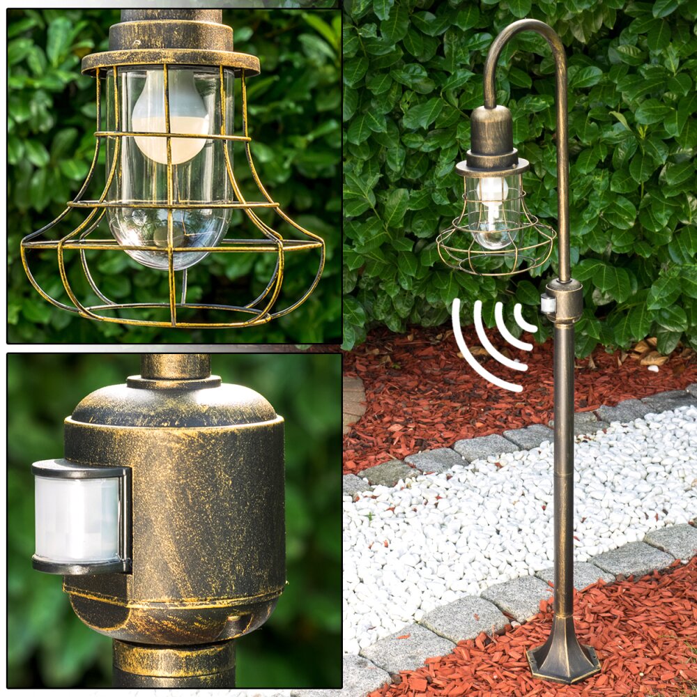 BORKAN Poste de Jardín Marrón, oro, 1 luz, Sensor de movimiento main product photo