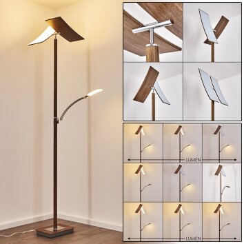Lámpara de Pie Lasona LED Marrón, Plata, 2 luces Lámpara de Pie Lasona LED Marrón, Plata, 2 luces