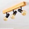 Barbengo Lámpara de Techo Madera clara, Negro, 3 luces