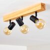 Barbengo Lámpara de Techo Madera clara, Negro, 3 luces