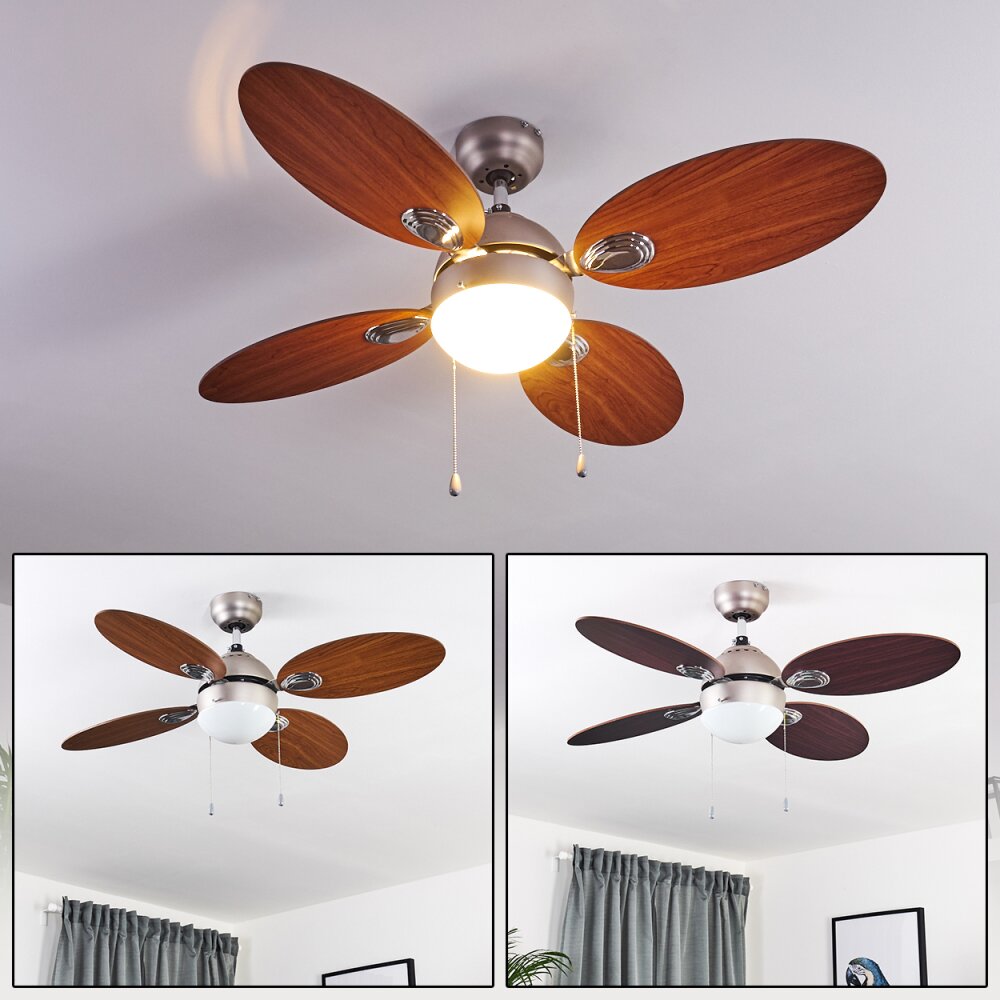 Nicosia Ventilador de techo Madera oscura, Níquel-mate, 1 luz main product photo