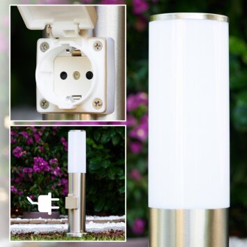Caserta Lámpara de pie, Iluminación de caminos Color acero inoxidable, Blanca, 1 luz