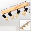Barbengo Lámpara de Techo Madera clara, Negro, 4 luces
