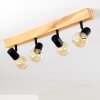 Barbengo Lámpara de Techo Madera clara, Negro, 4 luces