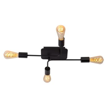 Lucide LESTER Lámpara de Techo Negro, 4 luces