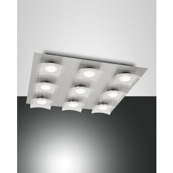 Fabas Luce Desus Lámpara de Techo LED Níquel-mate, 9 luces