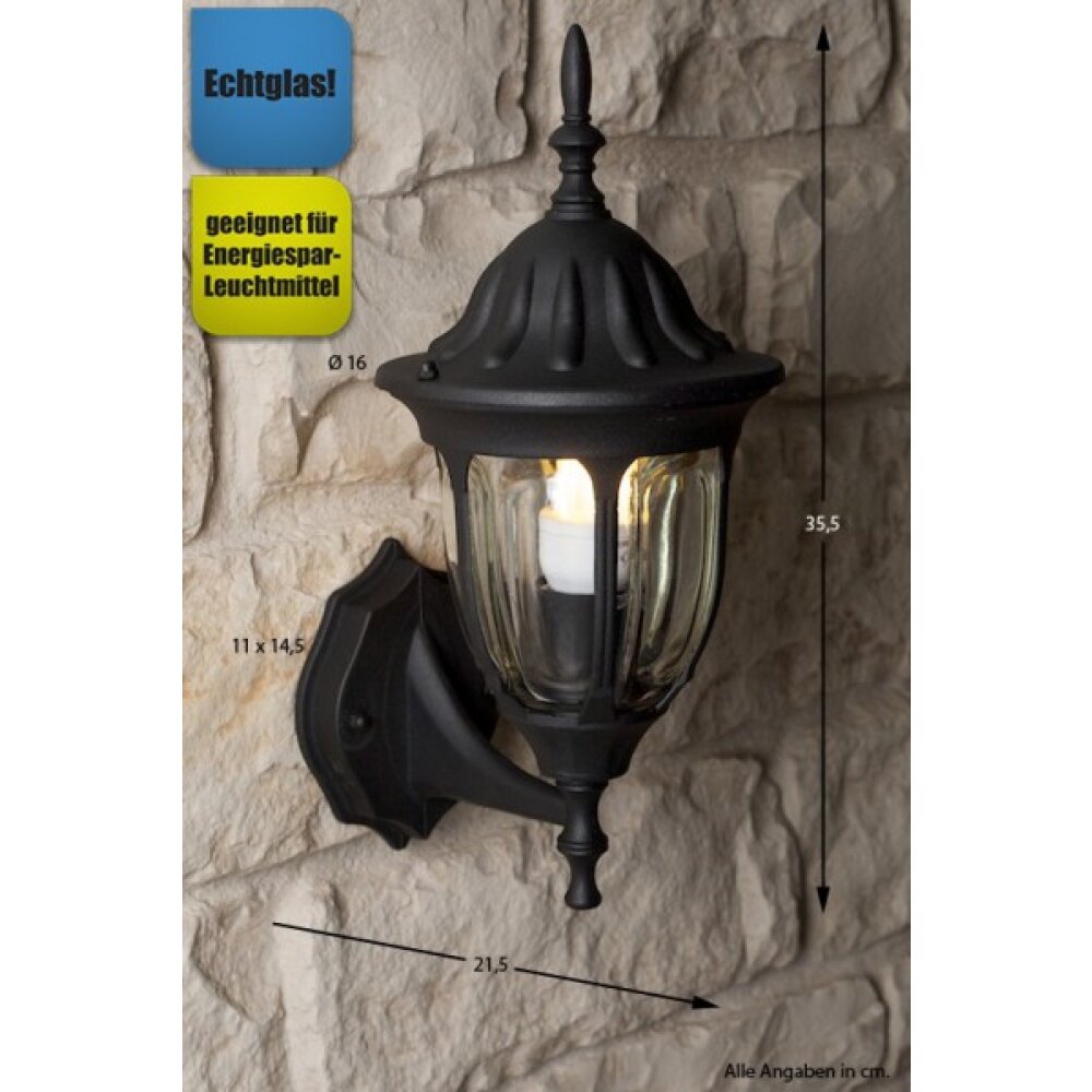 Rabalux Milano Aplique para exterior Negro, Transparente, claro, 1 luz main product photo