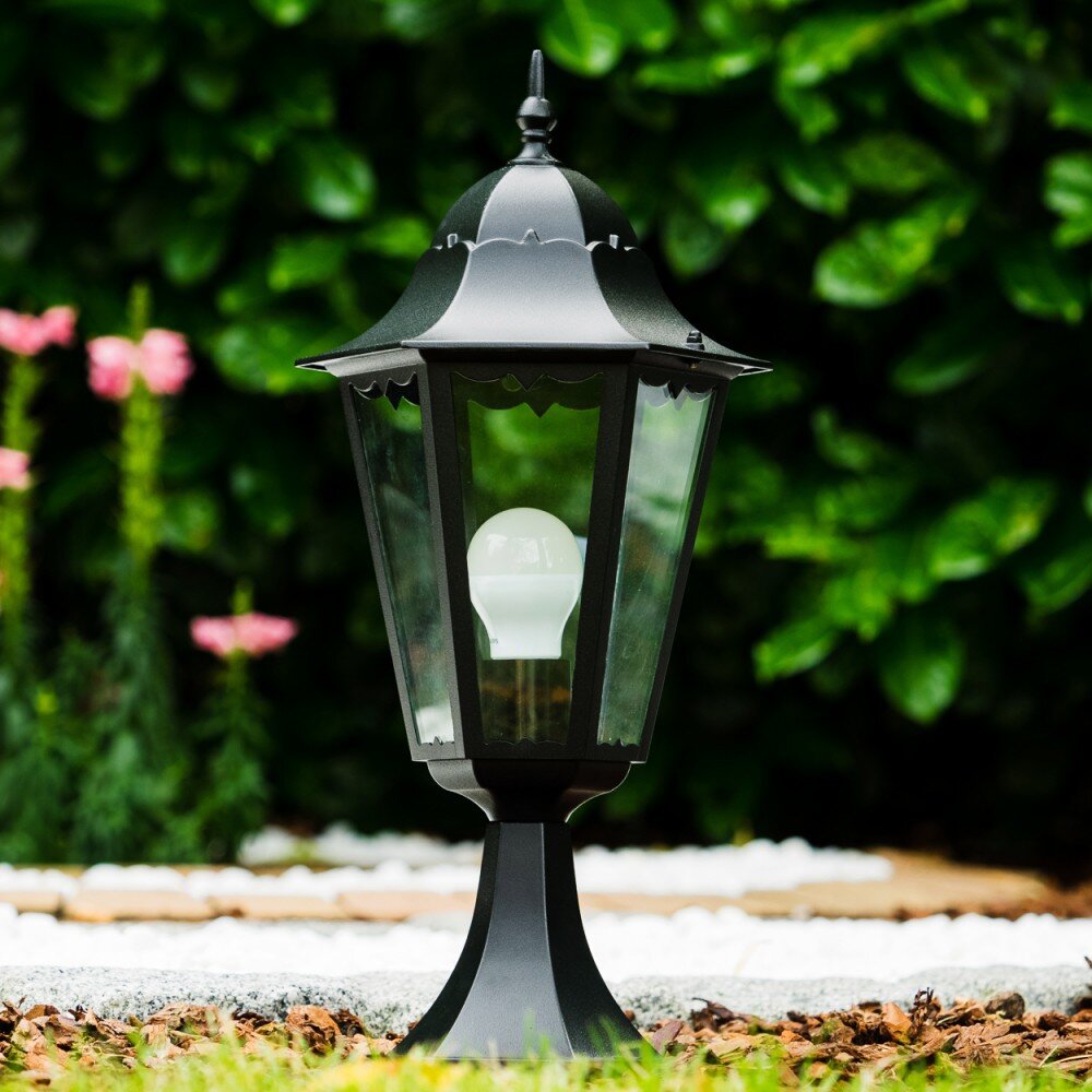 Poste de jardin Negro, Transparente, claro, 1 luz main product photo