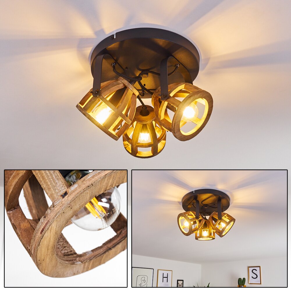 Haervej Wood Lámpara de Techo Madera clara, Negro, 3 luces main product photo