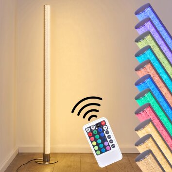 Pipe Lámpara de Pie LED Níquel-mate, 1 luz, Mando a distancia, Cambia de color
