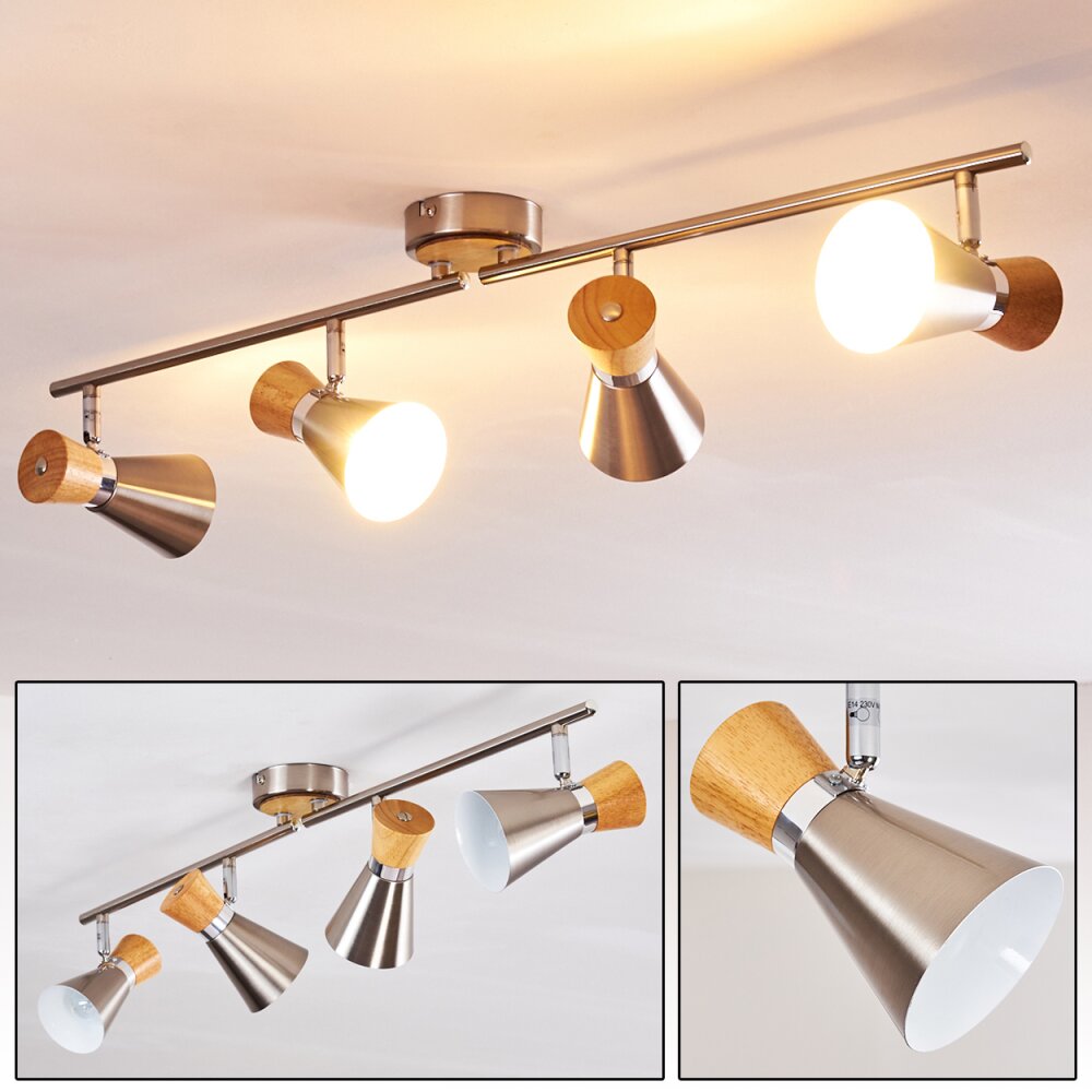 Pulau Lámpara de Techo Madera clara, Níquel-mate, 4 luces main product photo
