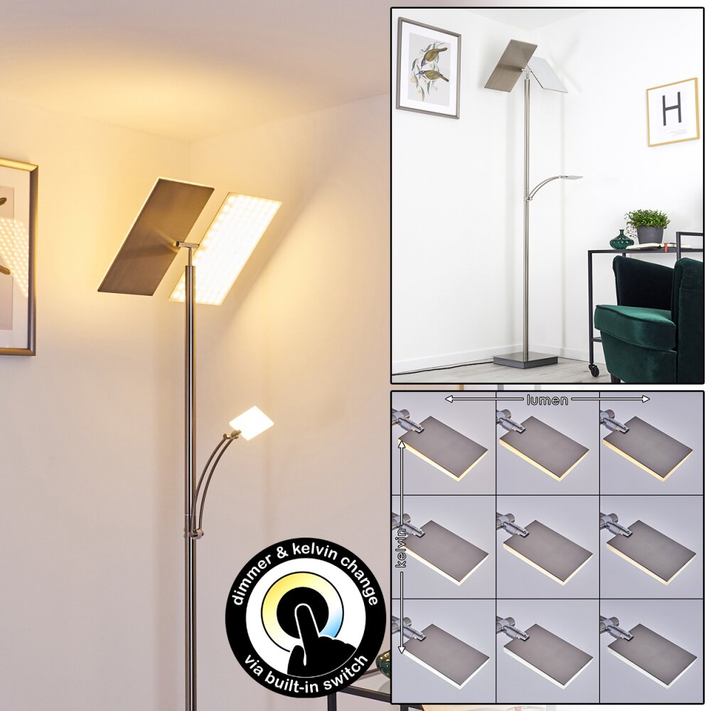 Cazis Lámpara de Pie LED Níquel-mate, 3 luces main product photo