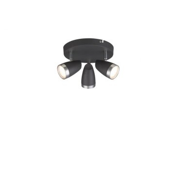 Globo Nero Lámpara focos circular LED Antracita, 3 luces