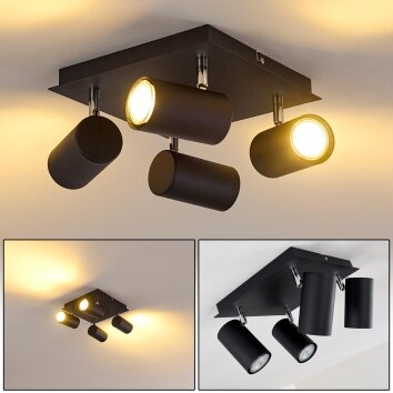 Lámpara de Techo Zuoz Cromo, Negro, 4 luces