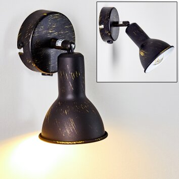 Polmak Foco de pared Negro-dorado, 1 luz