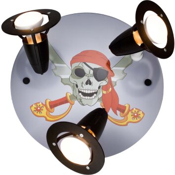 Elobra PIRAT Plafón circular con focos Negro, 3 luces