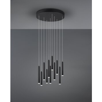 Trio Tubular Lámpara Colgante LED Negro, 11 luces