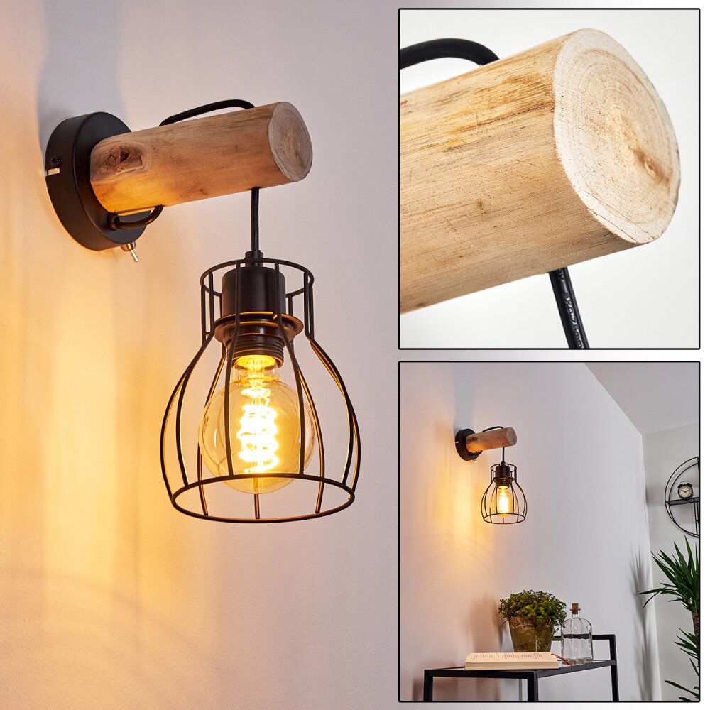 Gondo Aplique Madera clara, Negro, 1 luz main product photo