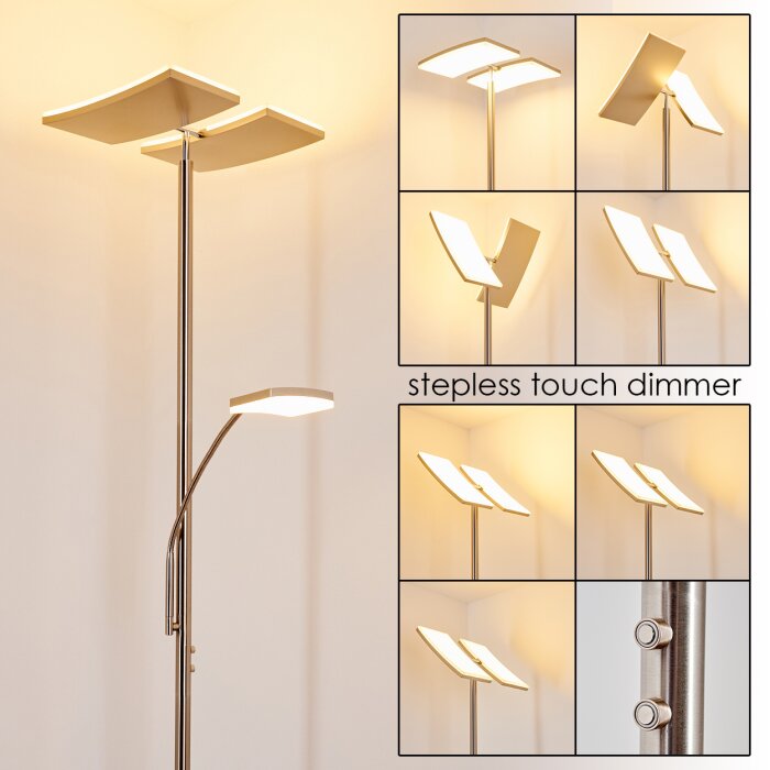 Thyolo Lámpara de Pie LED Acero bruñido, 2 luces