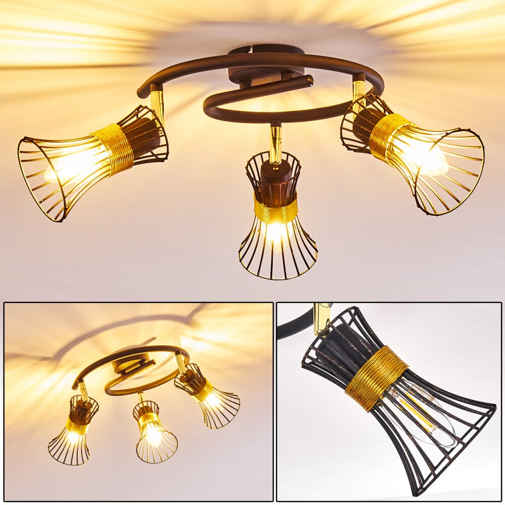 Ayen Lámpara de Techo Negro-dorado, 3 luces main product photo