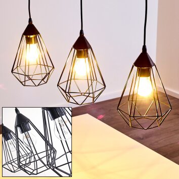 Kavvi Lámpara Colgante Negro, 3 luces