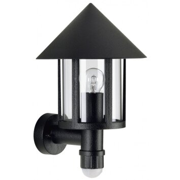 Albert 1825 Aplique para exterior Negro, 1 luz, Sensor de movimiento
