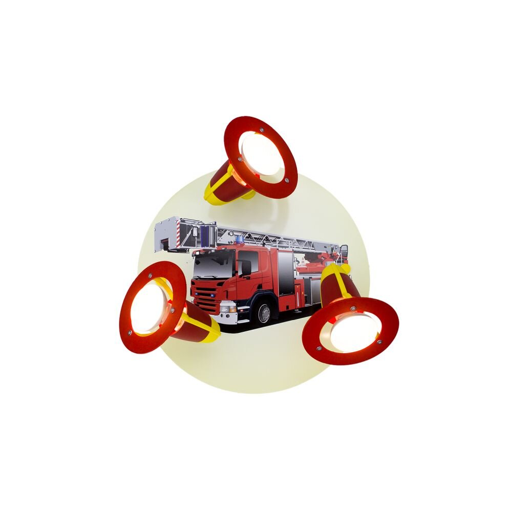 Elobra FEUERWEHRAUTO Plafón circular con focos Amarillo, Rojo, 3 luces main product photo