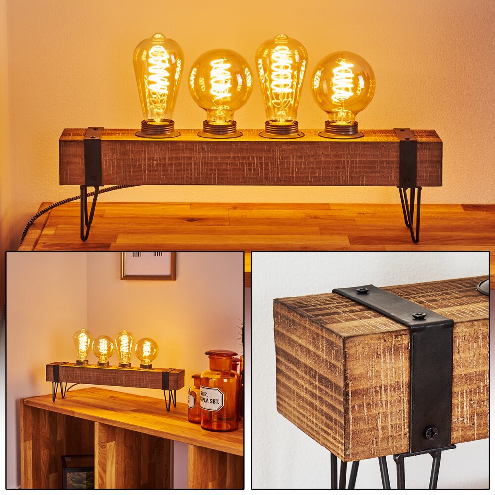 Montgomery Lámpara de mesa Madera clara, Negro, 4 luces main product photo