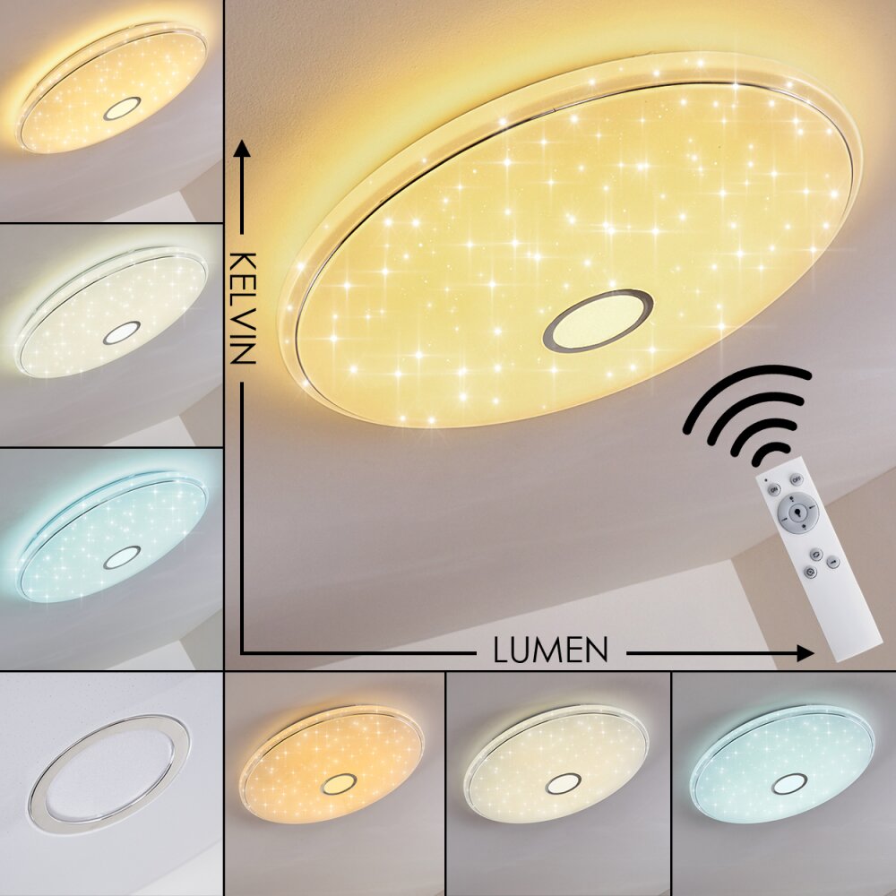 Cirque Lámpara de Techo LED Cromo, 1 luz, Mando a distancia, Cambia de color main product photo
