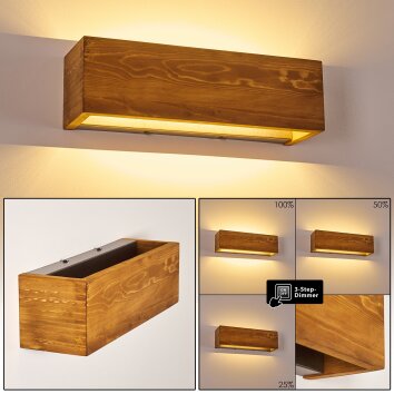 Adak Aplique LED Madera oscura, 1 luz