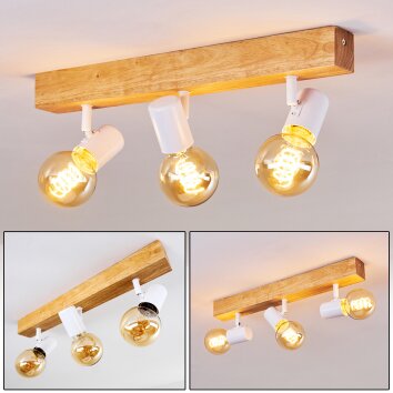 Barbengo Lámpara de Techo Marrón, Madera clara, Blanca, 3 luces