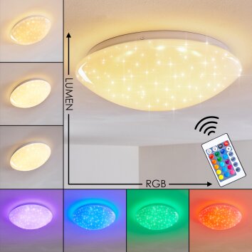 Kendal Lámpara de Techo LED Blanca, 1 luz, Mando a distancia, Cambia de color