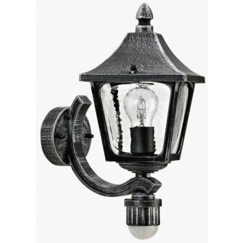 Albert 1822 Aplique para exterior Negro, Plata, 1 luz, Sensor de movimiento