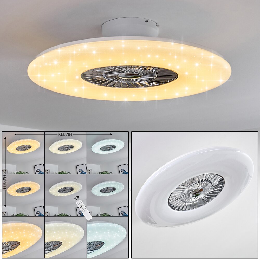 Petrovac Ventilador de techo LED Cromo, Blanca, 1 luz, Mando a distancia main product photo