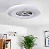 Petrovac Ventilador de techo LED Cromo, Blanca, 1 luz, Mando a distancia