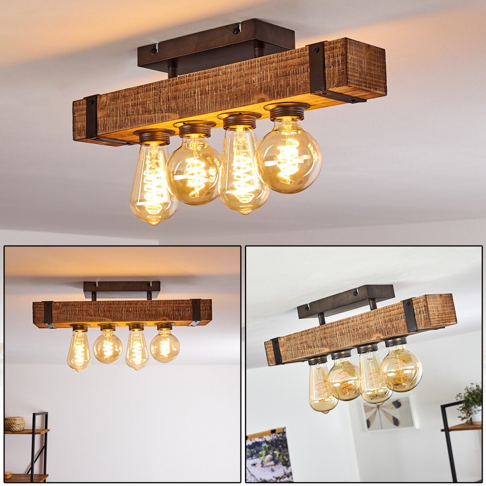 Montgomery Lámpara de Techo Madera oscura, Negro, 4 luces main product photo