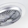 Tamworth Ventilador de techo LED Plata, Transparente, claro, 1 luz, Mando a distancia