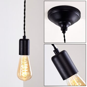 Vintage Lemone Lámpara Colgante Negro, 1 luz