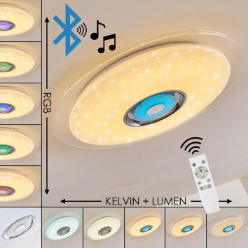 Haderup Lámpara de Techo LED Cromo, Blanca, 1 luz, Mando a distancia