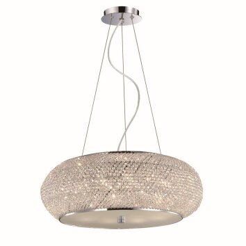 Ideal Lux PASHA Lámpara Colgante Cromo, Aspecto de cristal, 10 luces