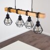 Barbengo Lámpara Colgante Madera clara, Negro, 4 luces